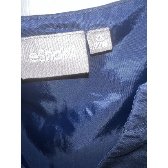 eShakti Dress Womens 18W Blue Window Pane Plaid Pockets Fit Flare Babydoll *Read - Picture 2 of 12